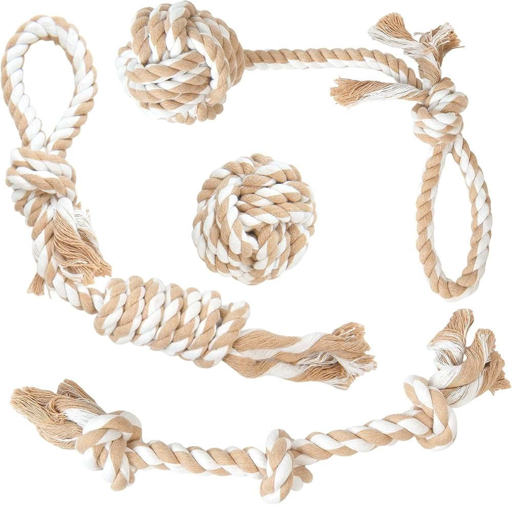 Fida Dog Rope Toys 4 Pack, Puppy Teething Sturdy Cotton Chew Tug Ropes Indoor/Outdoor, Exercise I... | Amazon (US)