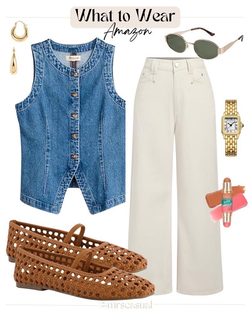 Amazon denim vest spring outfit idea 

#LTKootd #LTKgrwm #LTKSeasonal
