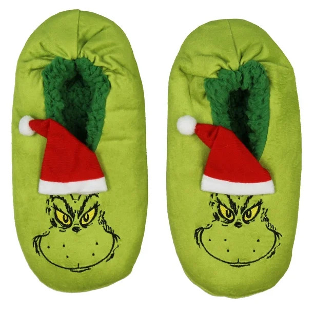 Dr. Seuss The Grinch Who Stole Christmas Grinch Slipper Socks No-Slip Sole (SM) - Walmart.com | Walmart (US)