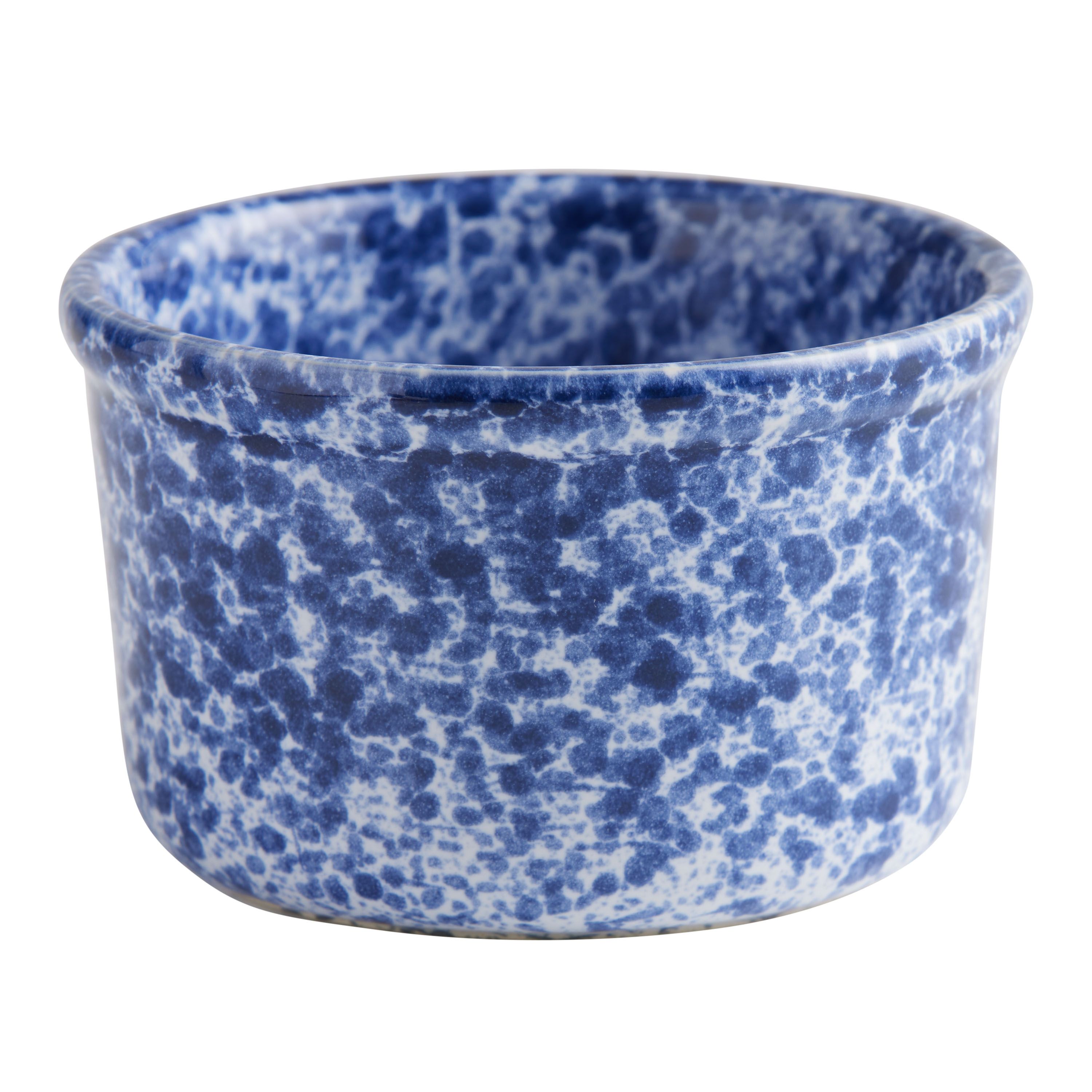 Awaken Blue and White Speckled Ceramic Ramekin Set of 2 | World Market