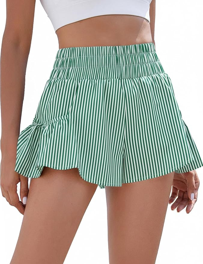 BMJL Womens Athletic Running Shorts 2.5" Flowy High Waisted Ruffle Shorts | workout,gym,two side ... | Amazon (US)