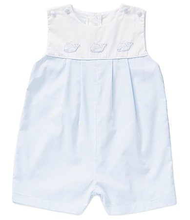 Petit Ami Baby Boys 12-24 Months Sleeveless Color Block Shadow-Stitched Whale Embroidered Shortall - 12 Months | Dillard's