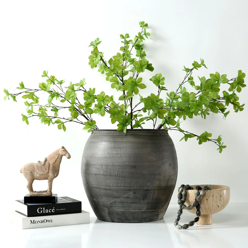 Ugashik Charcoal/Gray Indoor / Outdoor Earthenware Table Vase | Wayfair North America