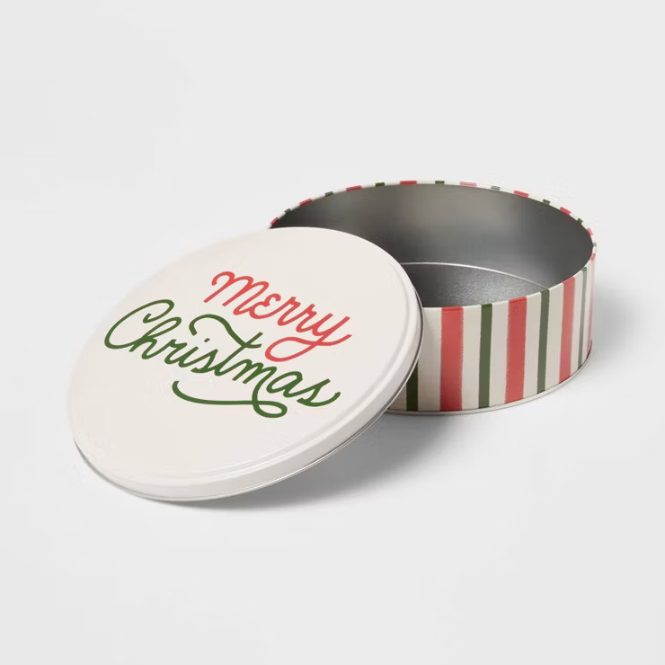 Short Merry Christmas Striped Tin - Wondershop™ | Target