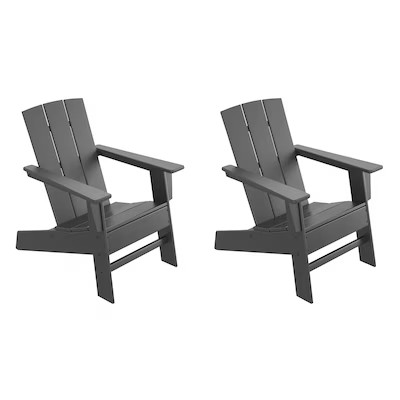 allen + roth by POLYWOOD Oakport Set of 2 Black HDPE Frame Stationary Adirondack Chair with Slat ... | Lowe's