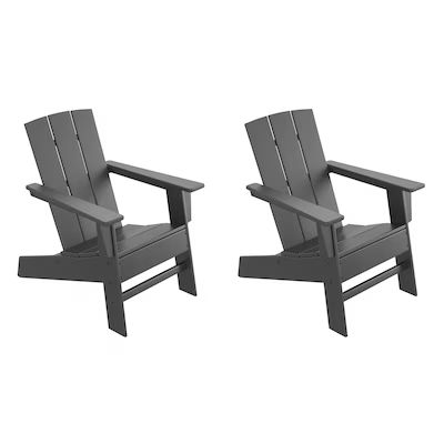 POLYWOOD  Oakport Set of 2 Black Plastic Frame Stationary Adirondack Chair(s) with Slat Seat | Lowe's