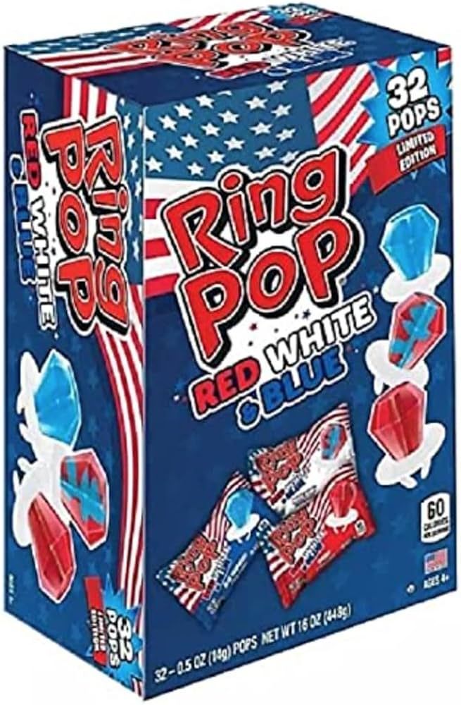 tmp Ring Pop Limited Edition Red, White, and Blue Lollipop Variety Party Pack (16 oz., 32 ct.) ( ... | Amazon (US)