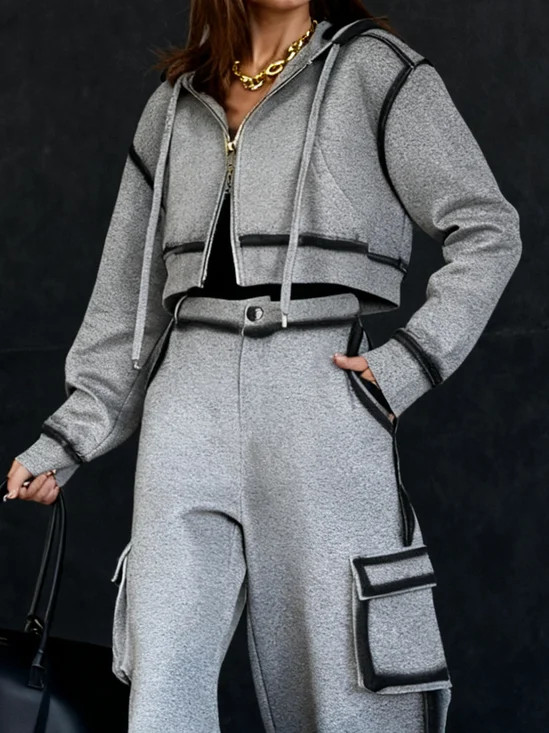 Casual Color Block Blazer Loose Stand Collar H-Line Daily Jacket | Stylewe