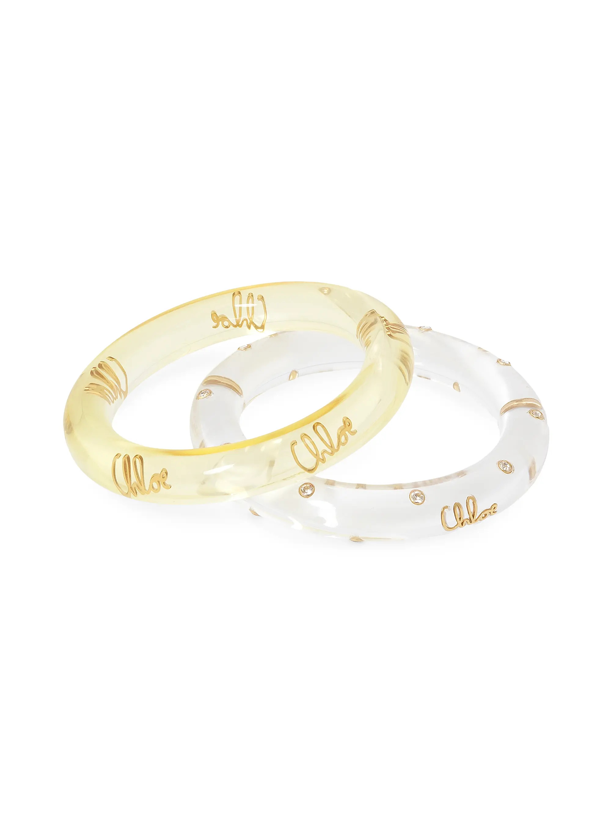 Plage Goldtone & Crystal 2-Piece Bangle Set | Saks Fifth Avenue