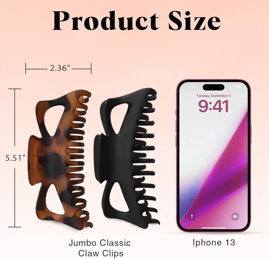 Kitsch 5 Inch Large Claw Clips for Thick and Long Hair | Strong Grip Jumbo Claw Clip for All-Day ... | Amazon (US)