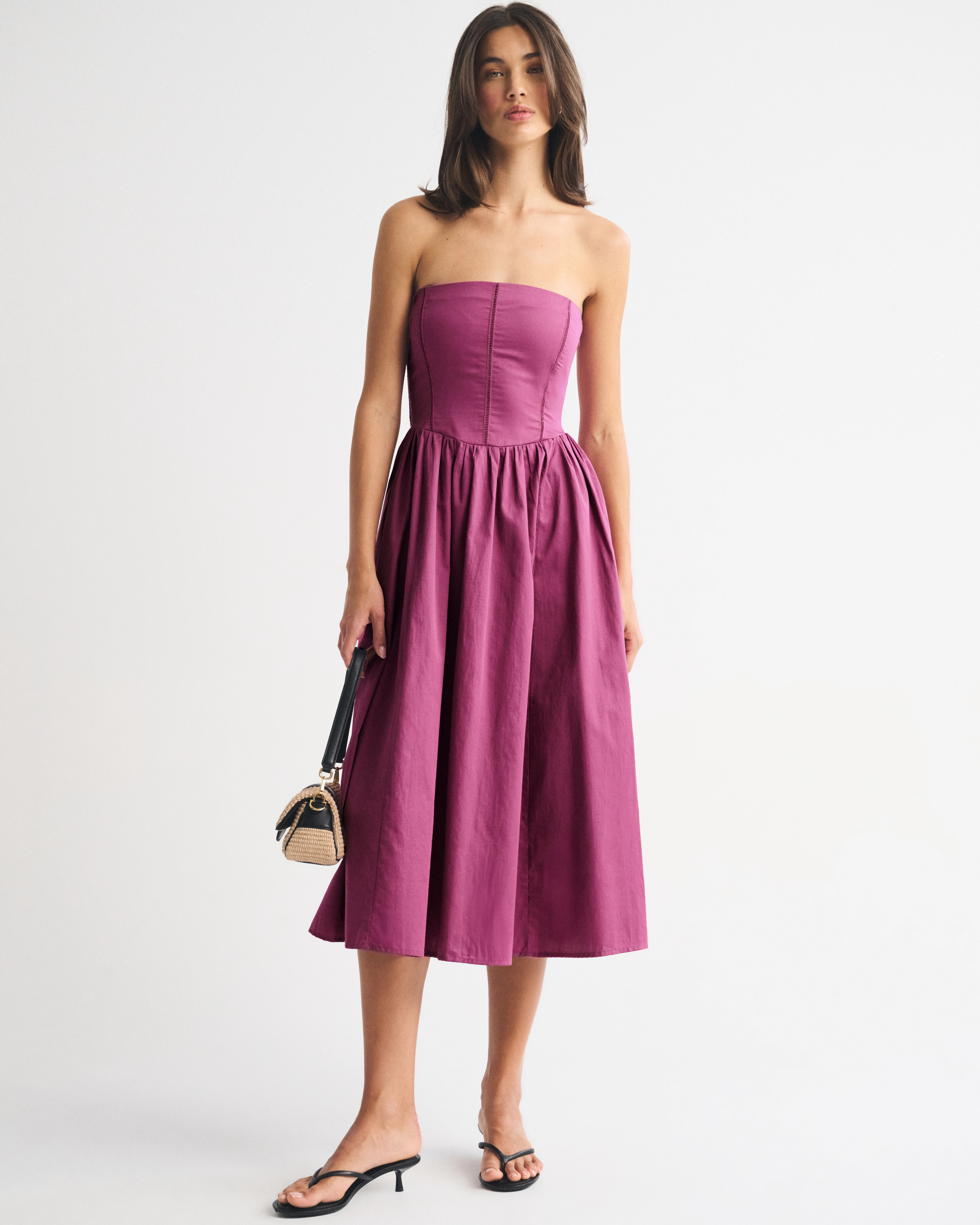 Bra-Free Dipped-Waist Midi Dress | Abercrombie & Fitch (US)