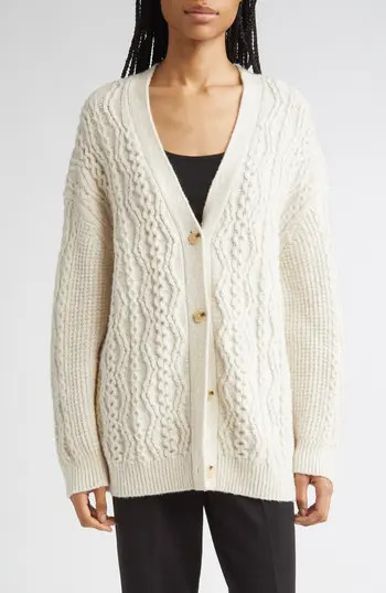 Vince Mixed Stitch Wool & Cashmere Blend Cardigan in Off White/Marzipan at Nordstrom Rack, Size X-Small | Nordstrom Rack