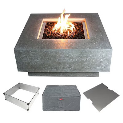 Elementi 36" Fire Pit Natural Gas with Windscreen & Stainless Steel Lid 4 Pc | Target
