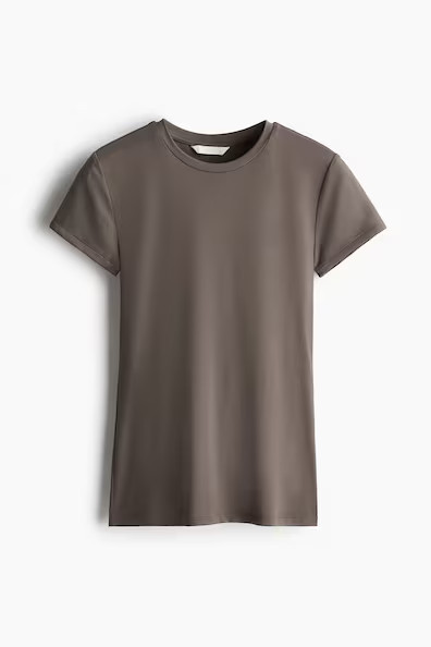 H & M - Fitted T-shirt - Beige | H&M (US + CA)