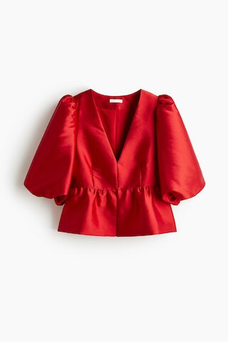 H & M - Peplum Blouse - Red | H&M (US + CA)