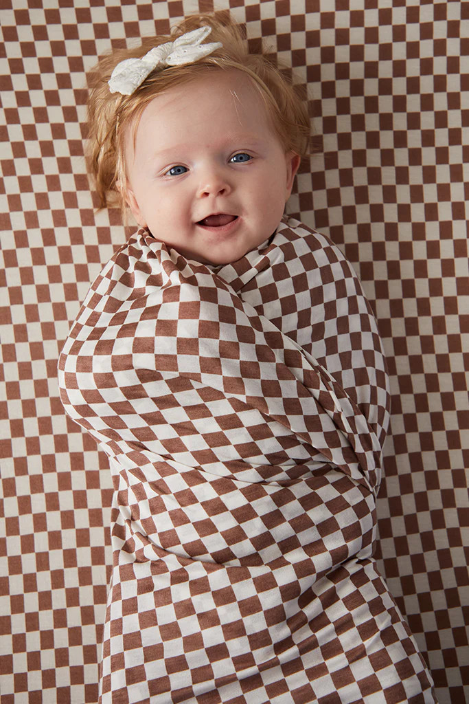 Mocha Chequer Swaddle | Solly Baby