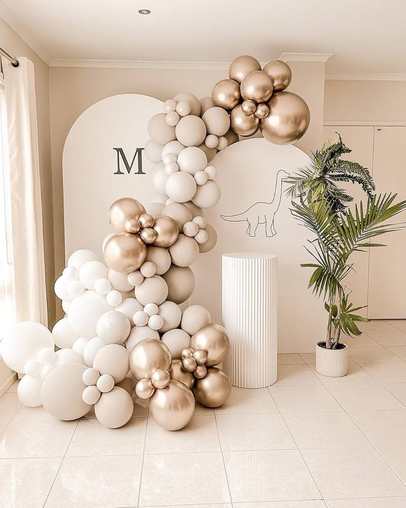110PCS Neutral Nude Balloon Garland Arch Kit Champagne Gold Balloons Gold and White Balloons Doub... | Amazon (US)
