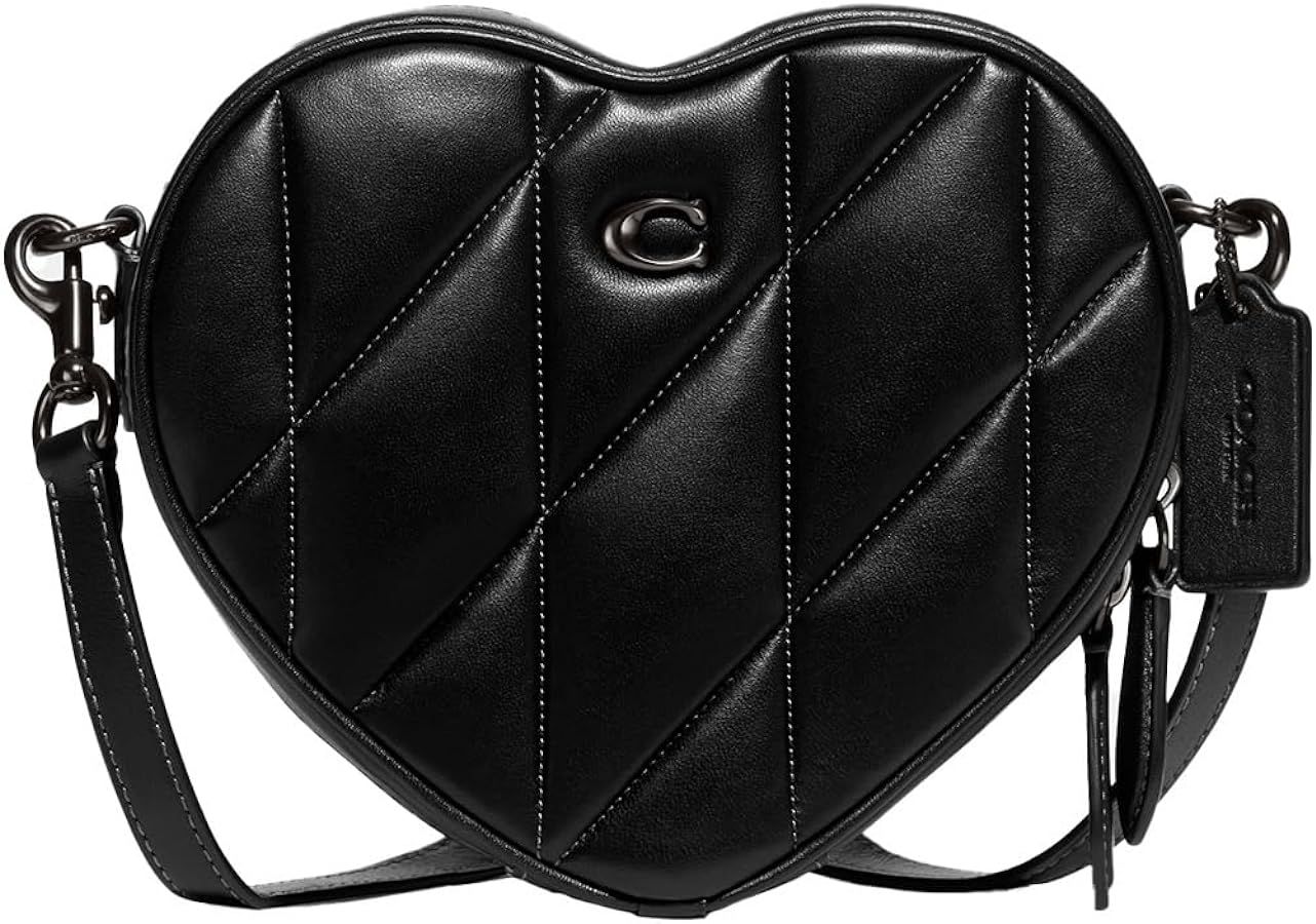 COACH Womens Quilted Leather Heart Crossbody, Black | Amazon (US)