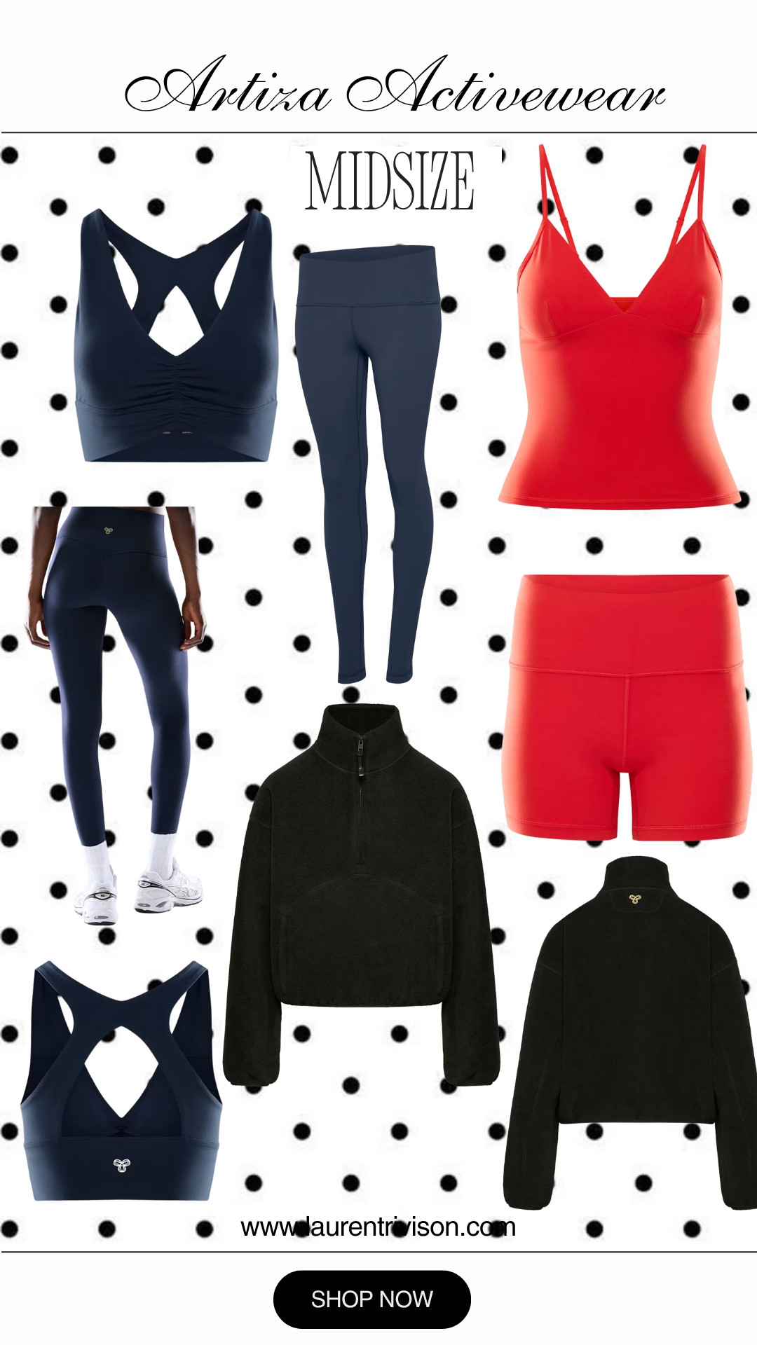 Aritzia activewear! For my girlies and it does NOT disappoint 🖤 Sharing my favorite picks a navy cutout sports bra, high waist leggings, a red tank and biker short set, and the coziest black half zip and jacket for post-workout! Functional, flattering, and actually cute enough to wear all day. 

 #LTKootd #LTKfitnessgoals #LTKMidsize