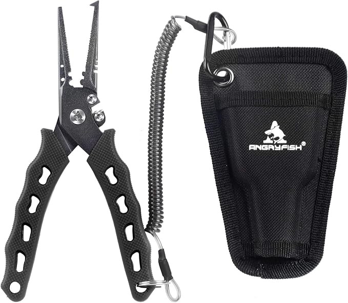 ANGRYFISH 7 inch Fishing Pliers,Braid Cutters,Saltwater Hook Remover,Split Ring Fisherman Pliers ... | Amazon (US)