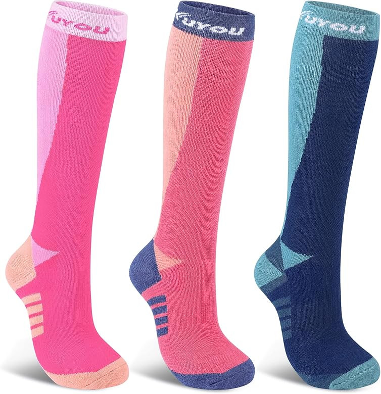 Ski Socks Women Men, 3 Pair Extra Thick Warm Snow Winter Skiing Socks Long Knee High Snow Snowboa... | Amazon (US)