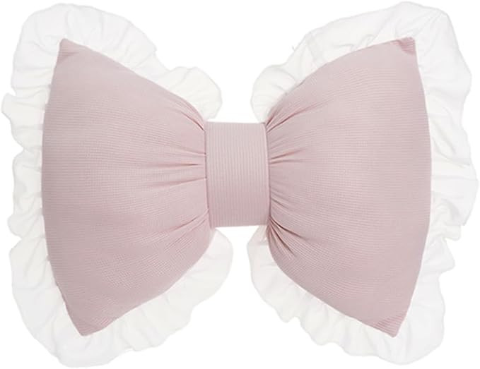 Bow Pillow for Couch, Pink Bow Pillow Throw Pillow Ruffle Lace Bow Pillows Decorative, Cute Bow S... | Amazon (US)