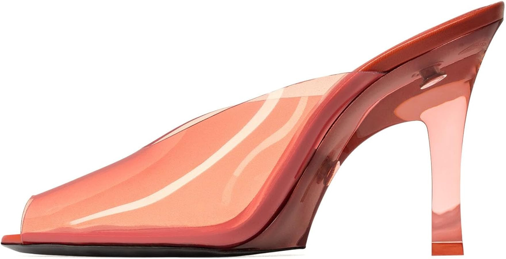 Yishaweiqi Jelly Heels for Women Transparent Clear Heeled Sandals Peep Toe Mules Dress Sexy Slide... | Amazon (US)