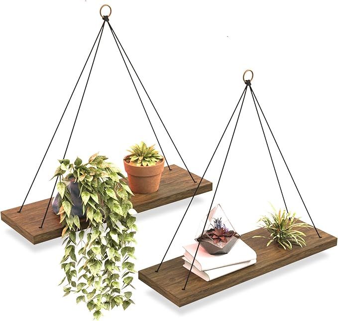 OMYSA Hanging Shelves for Wall & Window Plant Shelf Indoor - Floating Wall Shelves for Bedroom Ba... | Amazon (US)