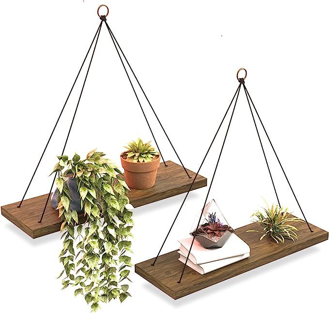OMYSA Hanging Shelves for Wall & Window Plant Shelf Indoor - Floating Wall Shelves for Bedroom Ba... | Amazon (US)