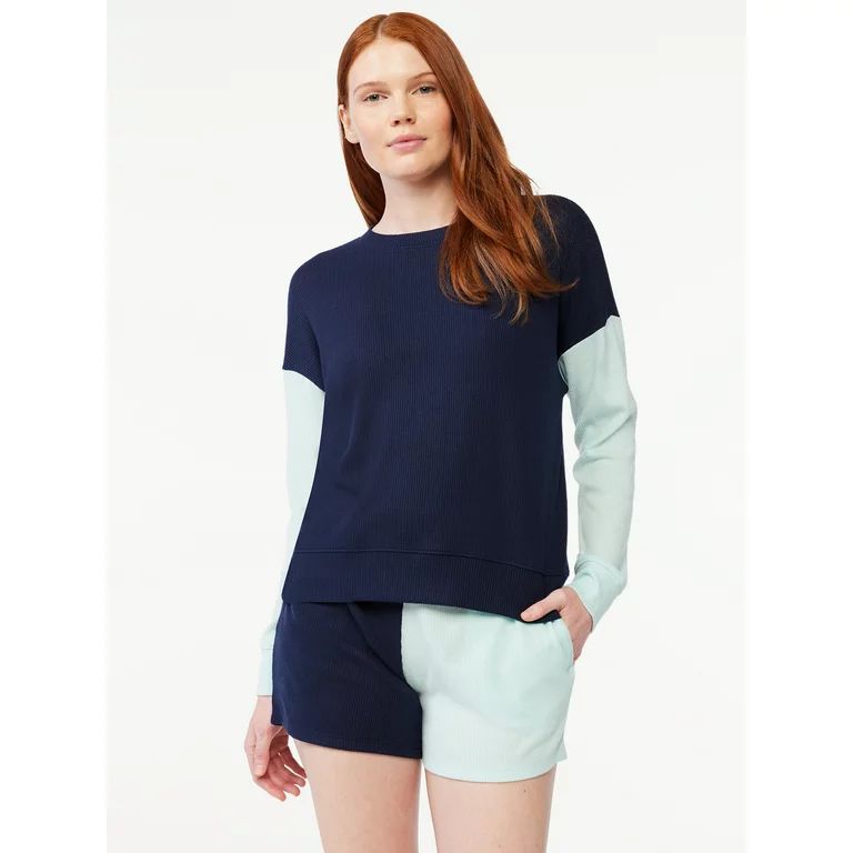 Joyspun Women's Long Sleeve Top and Shorts Sleep Set, Sizes S to 3X | Walmart (US)