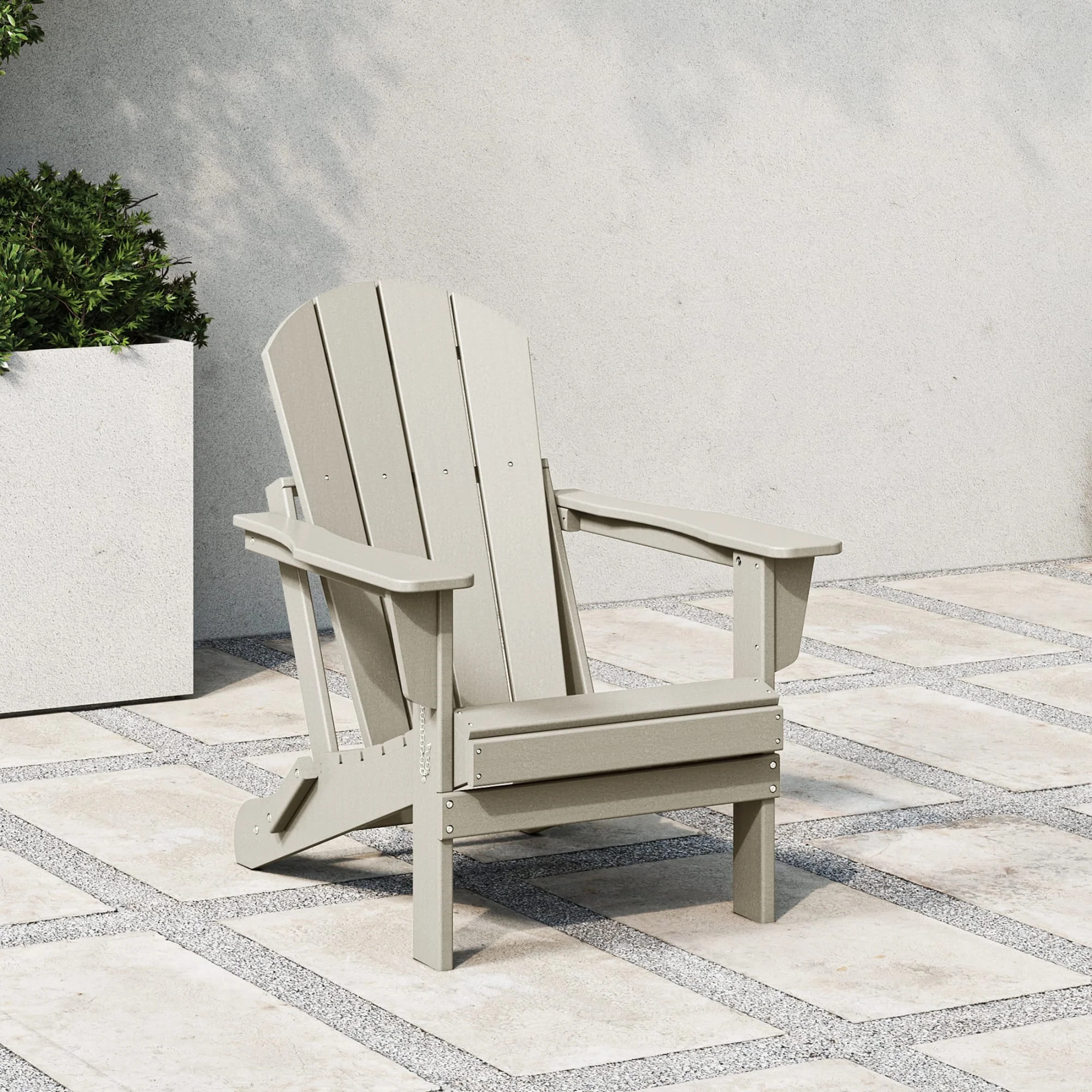 WestinTrends Outdoor Folding HDPE Adirondack Chair, Patio Seat, Weather Resistant, Sand Color | Walmart (US)
