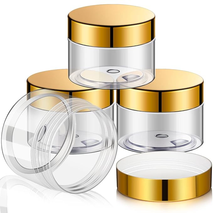 Patelai 4 Pieces Round Clear Wide-mouth Leak Proof Plastic Container Jars with Lids for Travel St... | Amazon (US)