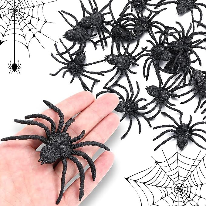 30 Pieces Realistic Plastic Spider Toys Plastic Halloween Spider Large Fake Spider Black Scary Sp... | Amazon (US)