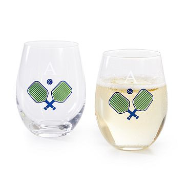 Pickleball Stemless Wine Glasses | Mark and Graham