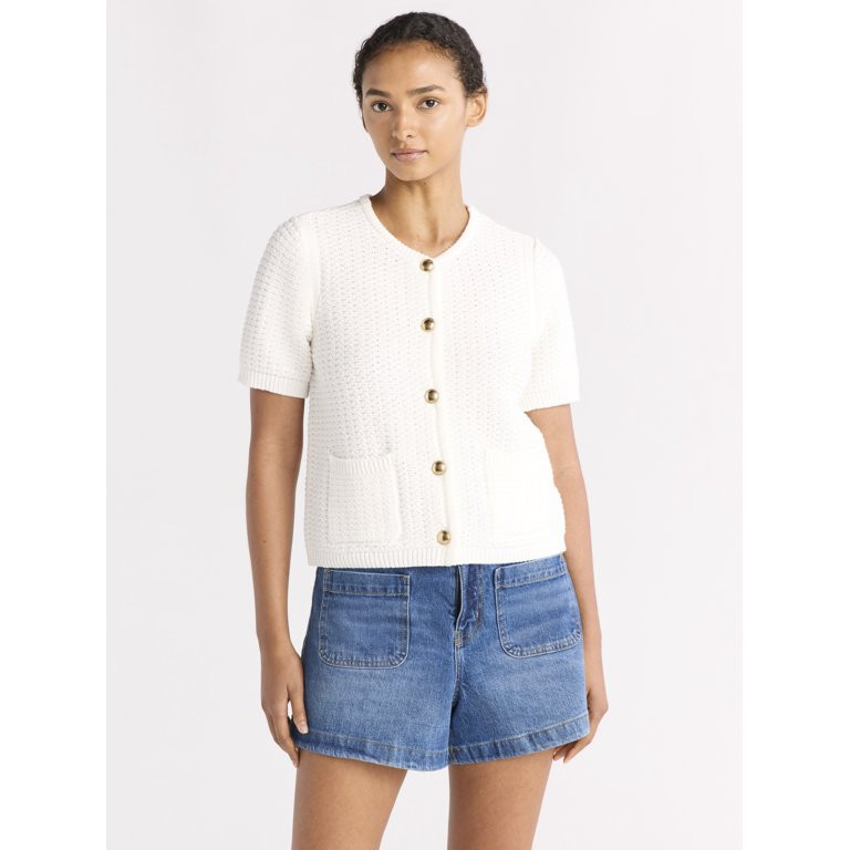 Free Assembly Women's Crochet Cardigan Sweater, Lightweight, Size XS-2XL | Walmart (US)