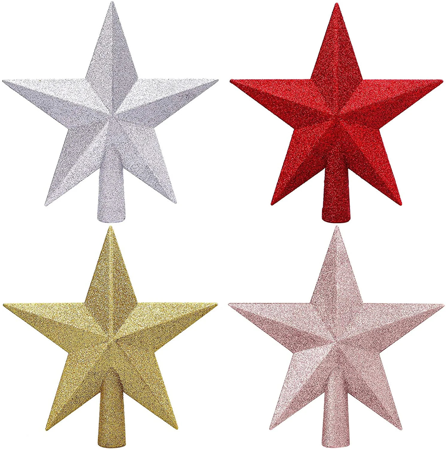 Yirtree 2Pcs Glitter Mini Christmas Tree Topper Mini Xmas Tree Topper Ornaments for Small Christm... | Walmart (US)