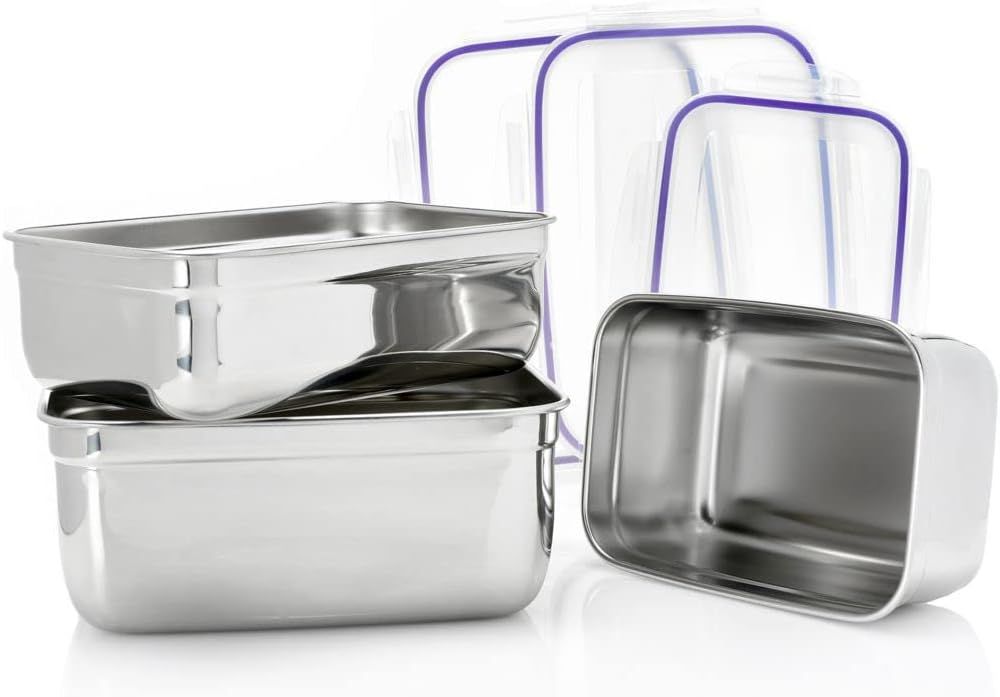 Shaq 6-Piece Super Stainless Steel Food Storage Set W/Snap Tight Lidscolor Purple No | Amazon (US)