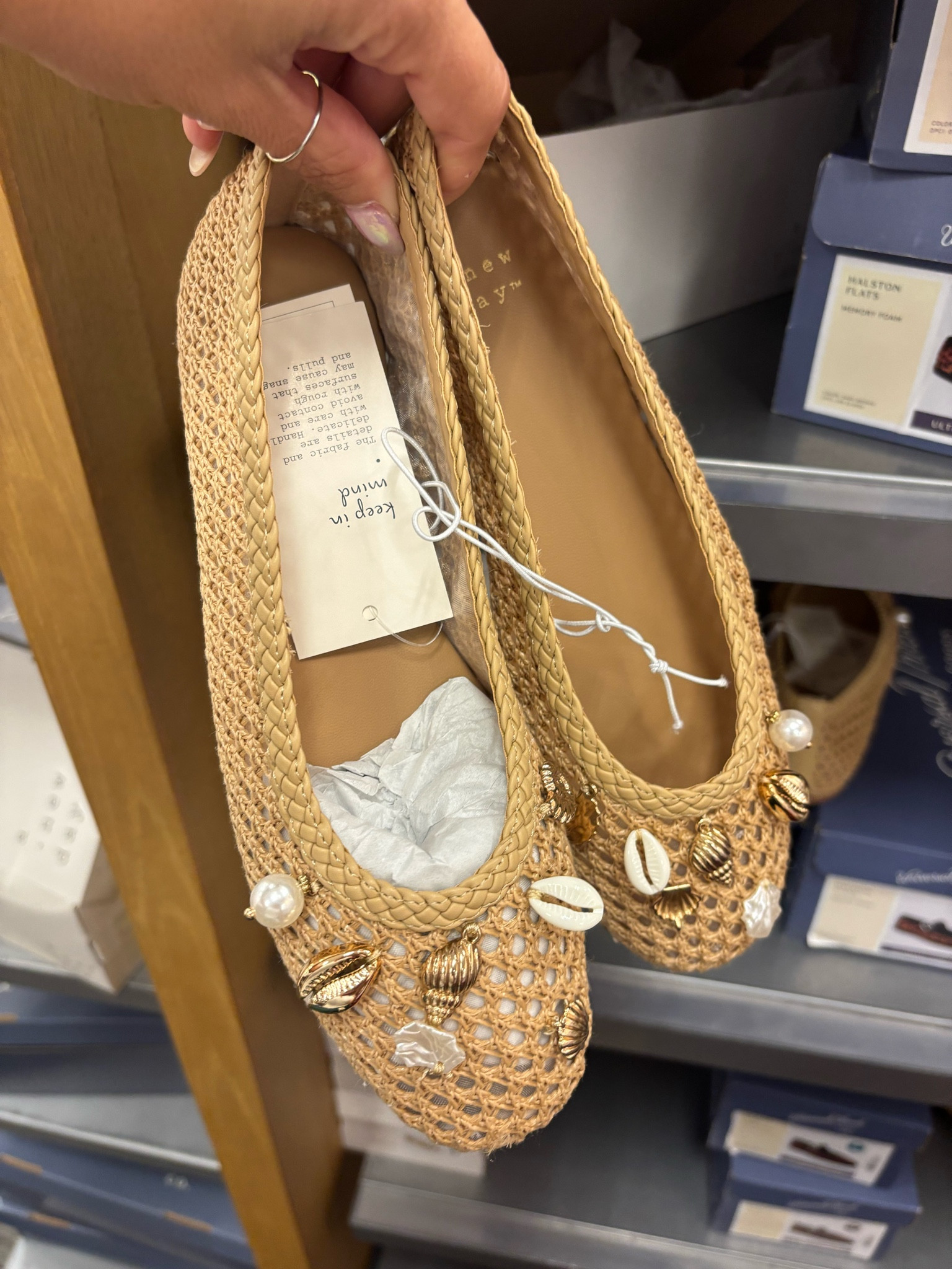 How cute are these tan mesh ballet flats with the mini gold shell and pearl details?! @Target find and they’re on sale! 🐚✨

#LTKootd #LTKgrwm #LTKSaleAlert