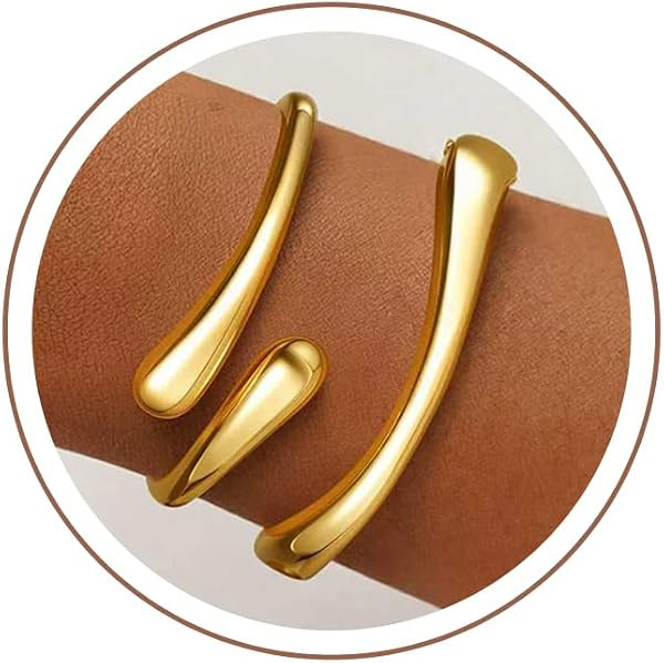 Gold Bracelets for Women Trendy, 18K Gold Plated Bangle Bracelet Set Chunky Twist Cuff Gold Bracelet Non Tarnish Waterproof Jewelry Gifts for Women | Amazon (US)