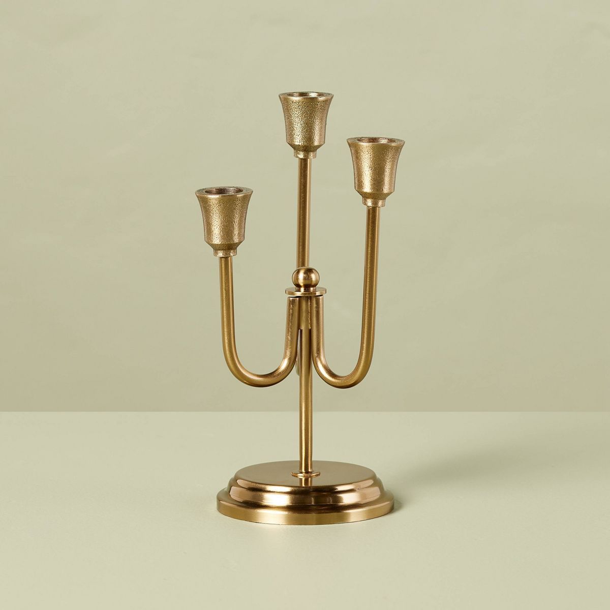 3ct Staggered Metal Taper Candelabra Antique Brass - Hearth & Hand™ with Magnolia | Target