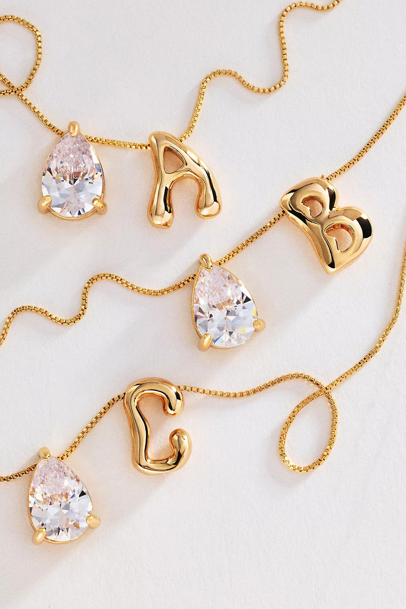 Bubble Initial and Pear-Cut Stone Necklace | Anthropologie (US)