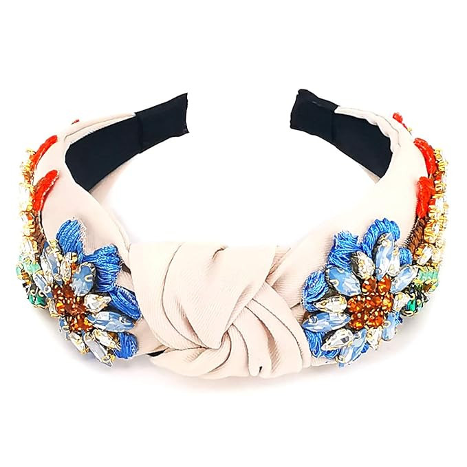 QTMY Rhinestone Crystal Headbands for Women,Hair Hoop Accessories Headwear Jewelry,522Beige | Amazon (US)