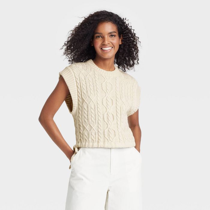Women's Crewneck Cable Popover Sweater Vest - Who What Wear™ | Target