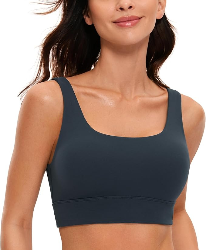 CRZ YOGA Butterluxe Womens U Back Sports Bra - Scoop Neck Padded Low Impact Yoga Bra Workout Crop... | Amazon (US)