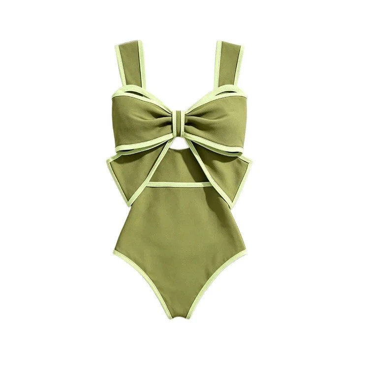 Women's One Piece Swimsuit with Conservative Covering Lace Up Skirt Big Bow Bikini Set for Summer... | Walmart (US)