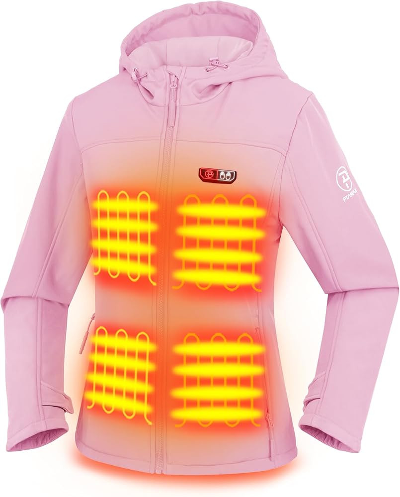 PTAHDUS Women's Heated Jackets 5 Heat Zones Battery Pack Included, with Hand Warmer Pocket | Amazon (US)
