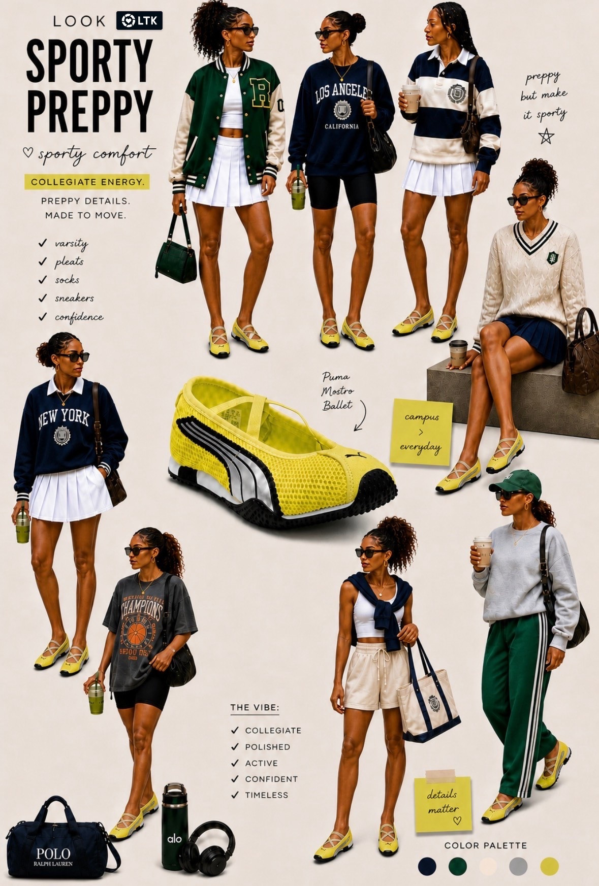 LOOK 3💛 SPORTY PREPPY

Sporty preppy outfits are having such a moment right now, and the Puma Ballet Sneakers are honestly the perfect mix of athletic + feminine style.

They give that cool sporty energy while still feeling polished, wearable, and easy to style with everyday outfits.

This look is inspired by:
• Pleated Skirts  
• Varsity Jackets  
• Oversized Sweatshirts  
• Collegiate Style  
• Sporty Chic Basics  
• Relaxed Athleisure Outfits  
• Ballet Sneaker Flats  

The yellow Puma Ballet Sneakers add the perfect pop of color while still keeping the outfit comfortable, playful, and trend-forward.

I especially love this trend styled with:
• Preppy Layers  
• Crewneck Sweatshirts  
• Biker Shorts  
• Tennis Skirts  
• Track Pants  
• Sporty Accessories  

If you love effortless sporty style, casual chic outfits, preppy fashion, and elevated athleisure looks… ballet sneaker flats are SUCH a good trend this season.

Linked all my favorite Puma Ballet Sneakers, sporty preppy outfit pieces, varsity-inspired layers, and everyday basics on my LTK ✨

#SportyStyle #PreppyStyle #BalletSneakers #AthleisureStyle #CasualChic #EverydayStyle #LTKStyle