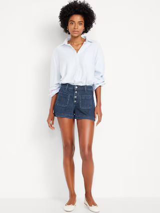 High-Waisted Jean Trouser Shorts -- 3-inch inseam | Old Navy (US)