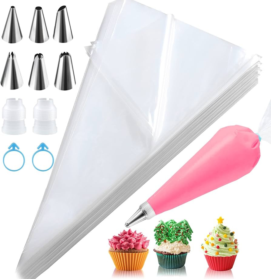 firstake 16 Inch Piping Bags - 100pcs Large Piping Bags and Tips Set, Thickened Disposable Pastry... | Amazon (US)
