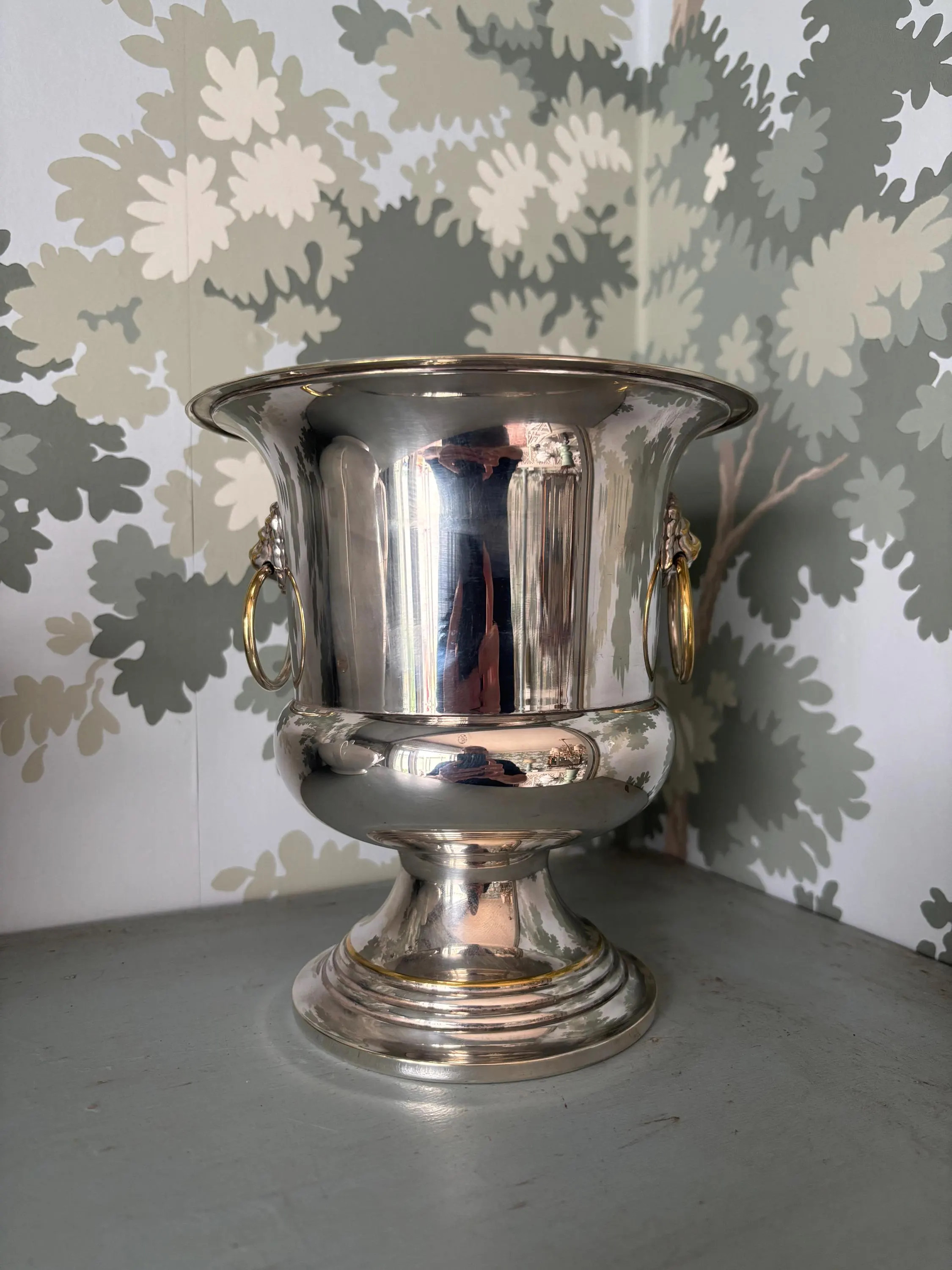 Vintage silver plate ice bucket with lions head handles | Etsy (Global)